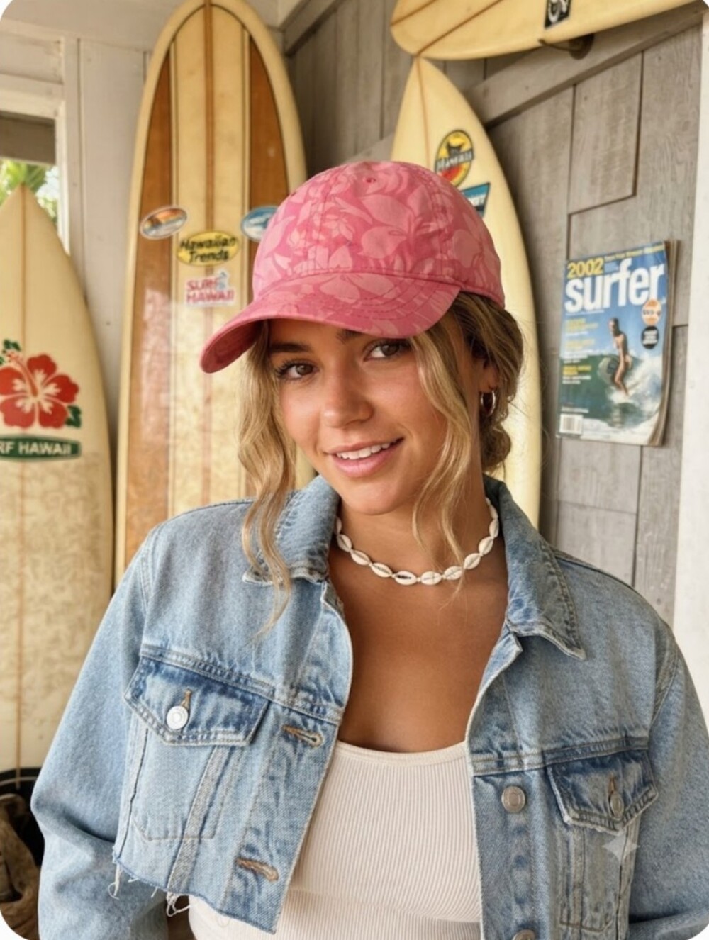 Tropical Trends Pink Hawaiian Floral 0SFM Velcro Back Beach Vibes Cap